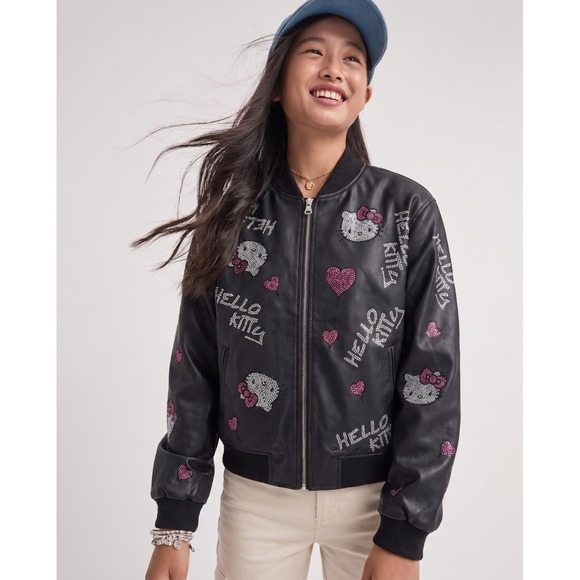 Forever 21 Jackets & Blazers - FOREVER 21 Hello kitty Black Rhinestone Bomber Jacket. Size Medium NWOT